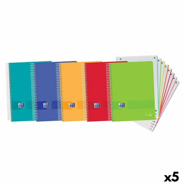 Pratybų sąsiuvinių rinkinys Oxford Spalvotas A4 160 Paklodės (5 vnt.)