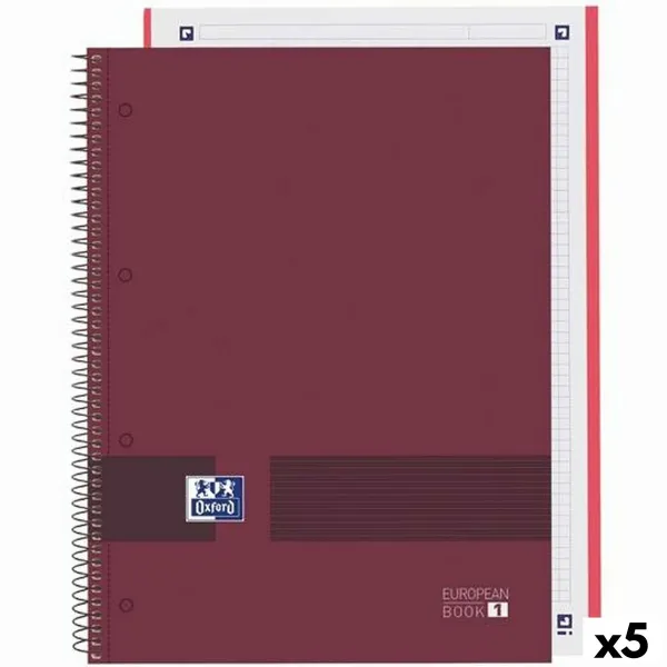 Piezīmju klade Oxford European Book Write&Erase Bordo A4 A4+ 80 Loksnes (5 gb.)