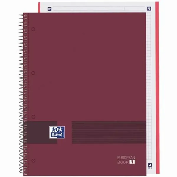 Muistikirja Oxford European Book Write&Erase Burgundi A4 A4+ 80 Levyt (5 osaa)