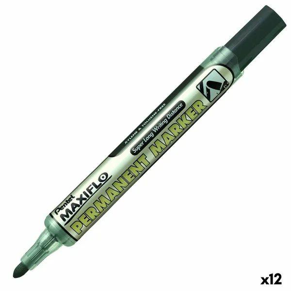 Permanentais marķieris Pentel Maxiflo NLF50 Melns (12 gb.)