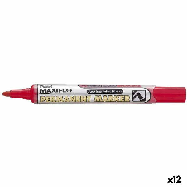 Permanentais marķieris Pentel NLF50 Sarkans 12 Daudzums (12 gb.)