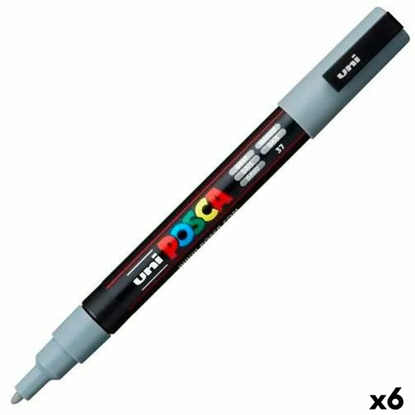 Merkkarikynä/huopakärkitussi POSCA PC-3M Harmaa (6 osaa)