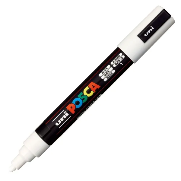 huopakärkiset kynät POSCA PC-5M Valkoinen (6 osaa)