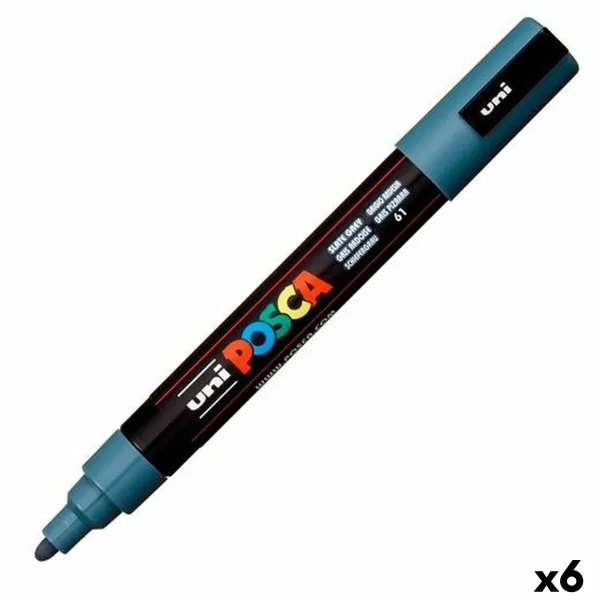 huopakärkiset kynät POSCA PC-5M Tumman harmaa (6 osaa)