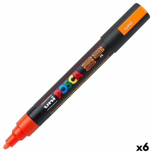 huopakärkiset kynät POSCA PC-5M Luoti Fluori Oranssi (6 osaa)