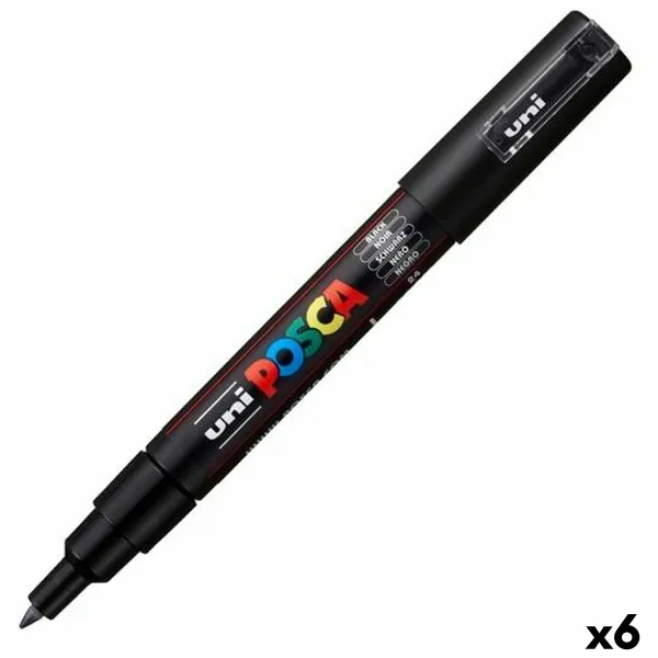 Фломастер POSCA PC-1M Чёрный (6 штук)