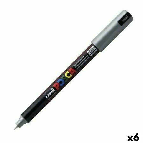 huopakärkiset kynät POSCA PC-1MR Hopeinen (6 osaa)