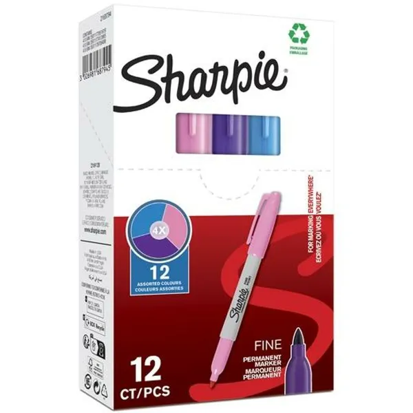 Permanenttimarkkeri Sharpie Purppura Pinkki Turkoosi (12 osaa)
