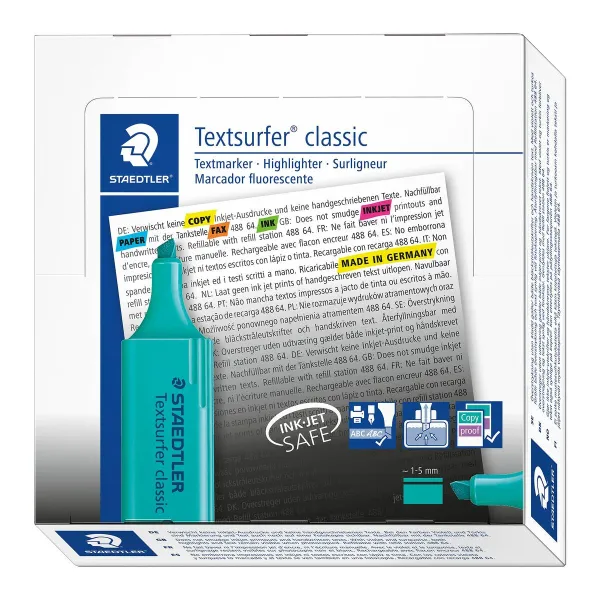 Fluorescencinis žymeklis Staedtler Textsurfer Classic Turkis (10 vnt.)