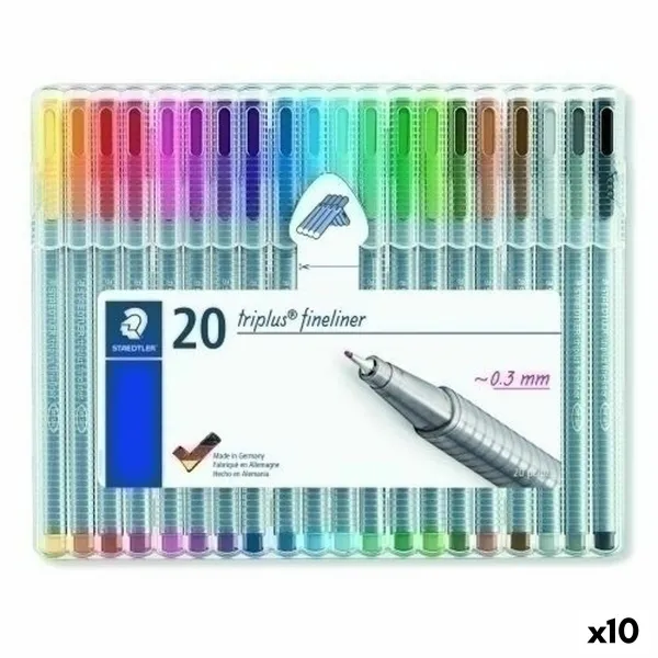 Flomasteru Komplekts Staedtler Triplus Fineliner Daudzkrāsains (10 gb.)
