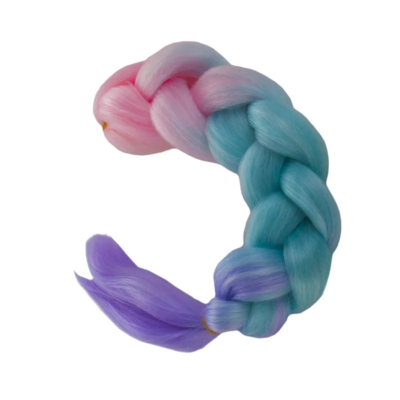 Synteettiset hiusletit ombre pinkki/valkoinen/violetti W10341