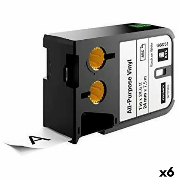 Термотрансферная лента Dymo Белый Чёрный 24 x 7,5 mm Винил (6 штук)