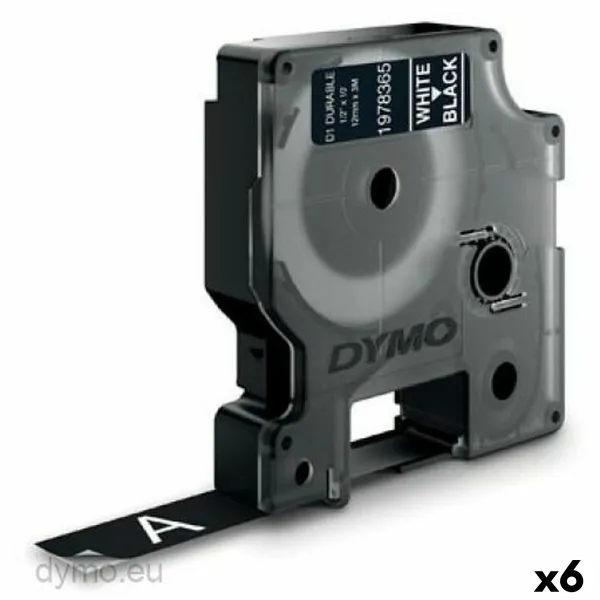 Термотрансферная лента Dymo D1 Durable Белый Чёрный 12 mm x 3 m (6 штук)