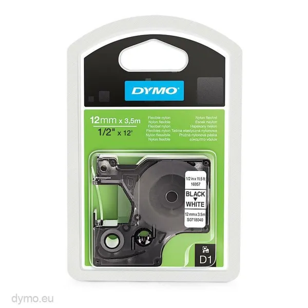 Lämmönsiirtonauha Dymo Valkoinen Musta 12 x 3,5 mm (5 osaa)