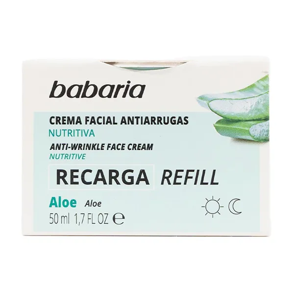 Babaria Aloe Vera Crema Facial Anti-Arrugas Nutritiva Vegano Relleno 50ml