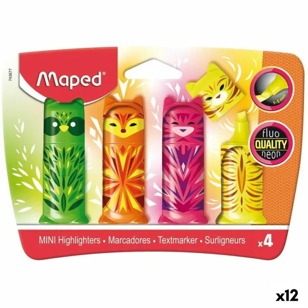 Fluorescējošo Marķieru Komplekts Maped Daudzkrāsains 4 Daudzums (12 gb.)
