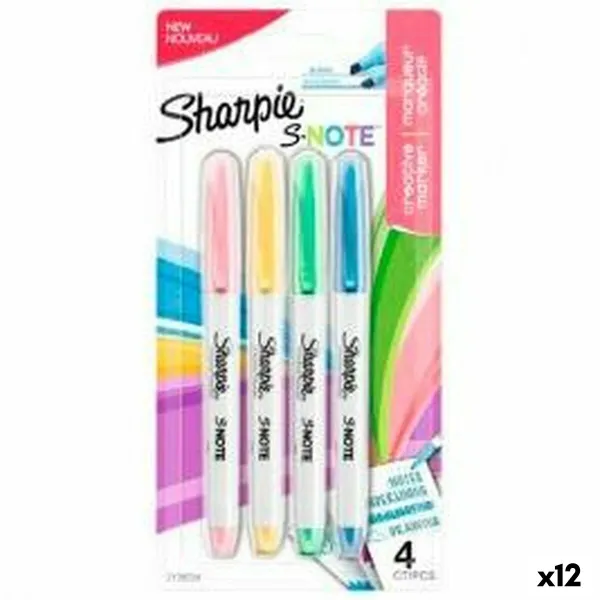 Žymeklių rinkinys Sharpie S-Note Spalvotas 4 Dalys 1-3 mm (12 vnt.)