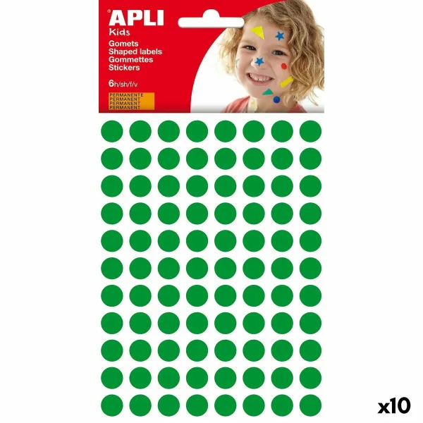 Hаклейки Apli Kids Gomets Зеленый Круглый (10 штук)