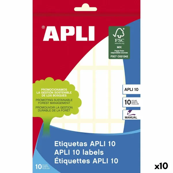 Etiketit Apli Valkoinen Paperi 10 Levyt 13 x 50 mm (10 osaa)