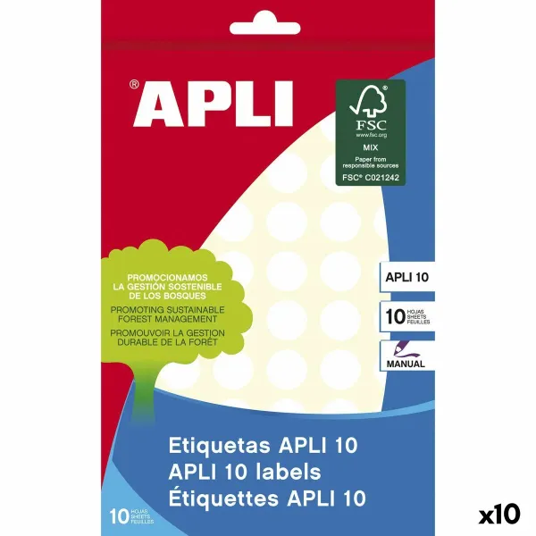 Клейкие этикетки Apli Белый 10 Листья Ø 1,3 cm (10 штук)