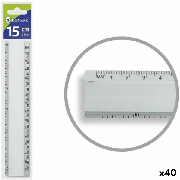 Lineāls Bismark Sudrabains Alumīnijs 15 cm (40 gb.)