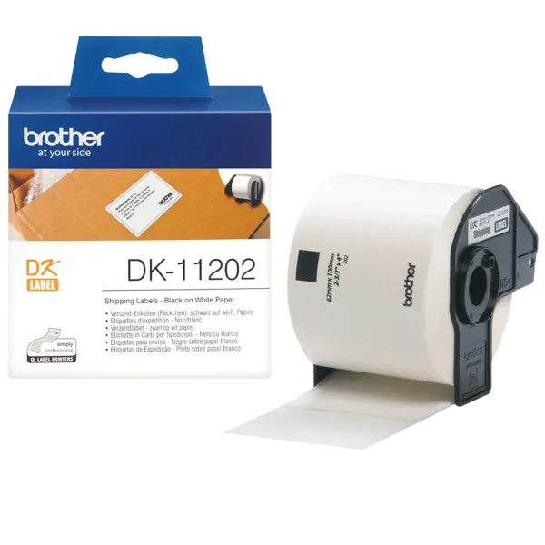 Tulostintarrat Brother DK-11202 Musta/valkoinen 62 x 100 mm (3 osaa)