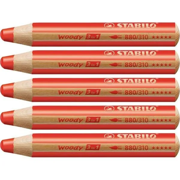 Spalvoti pieštukai Stabilo Woody 3 viename (5 vnt.)