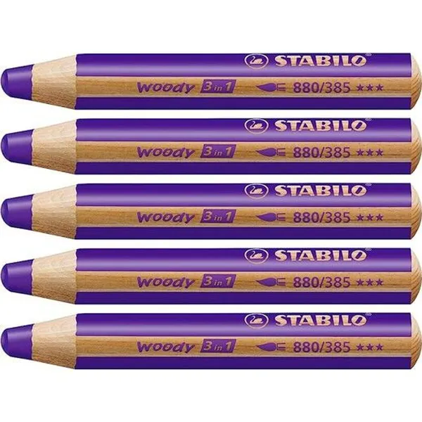 Spalvoti pieštukai Stabilo Woody Violetinė 3 viename (5 vnt.)