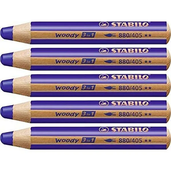 Krāsainie zīmuļi Stabilo Woody Tumši Zils 3-vienā (5 gb.)