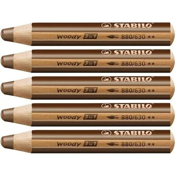 Spalvoti pieštukai Stabilo Woody Ruda 3 viename (5 vnt.)