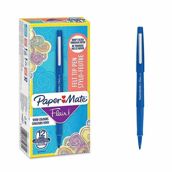 huopakärkiset kynät Paper Mate Flair! M Sininen (12 osaa)