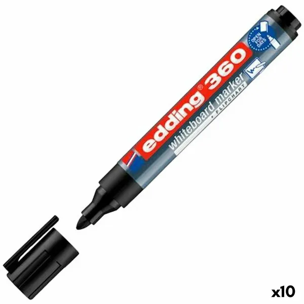 Lentos žymeklis Edding 360 Įkraunamas Juoda (10 vnt.)