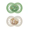 Mam Original Pure Silicone Pacifier +6 Months Green/Beige - 2 Units