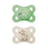 Mam Original Pure Silicone Pacifier 2-6 Months Green/Beige Smooth - 2 Units