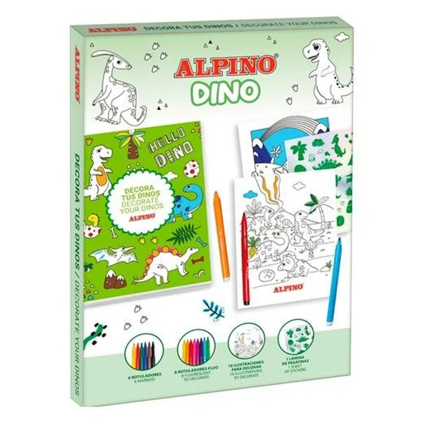 Väritettävät kuvat Alpino Dino Monivärinen (6 osaa)