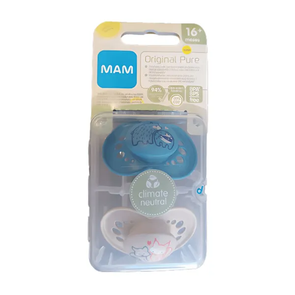 Mam Silicone Pacifier Original Pure+16M 2Units Blue