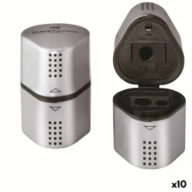 Kynänteroitin Faber-Castell Grip 2001 3-in-1 Hopeinen Metalli (10 osaa)