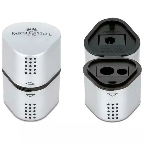 Точилка Faber-Castell Grip 2001 3-в-1 Серебристый Металл (10 штук)