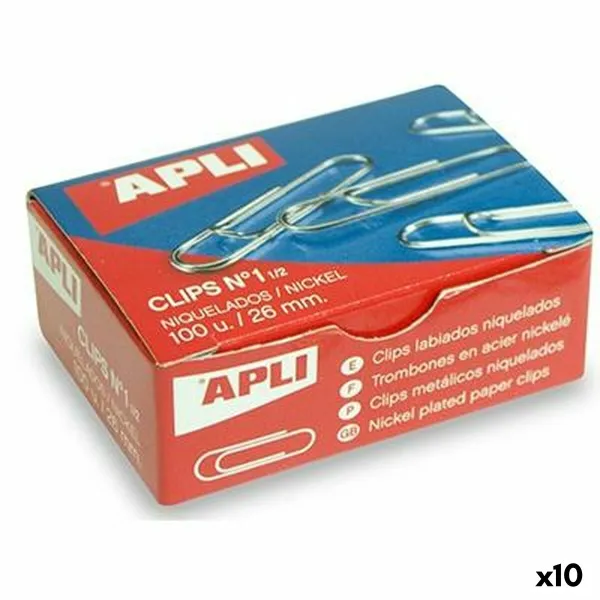 Клип Apli Nº 1½ Серебристый Металл никель 26 mm (10 штук)