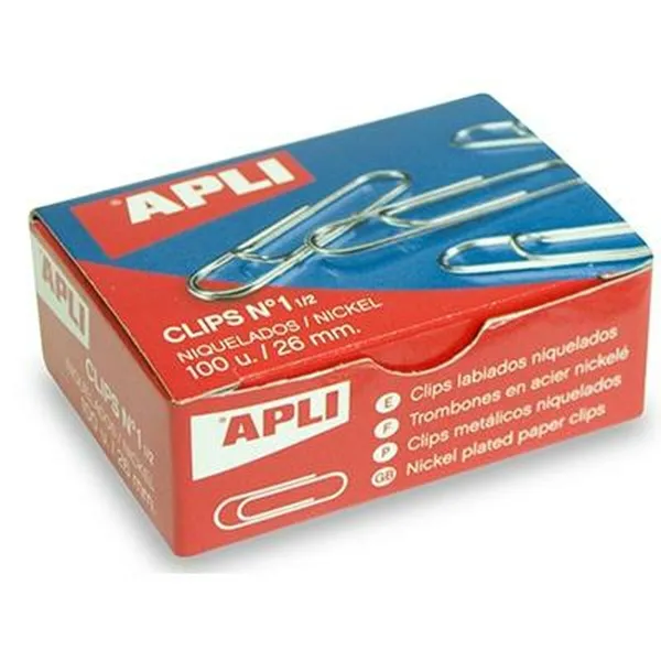 Клип Apli Nº 1½ Серебристый Металл никель 26 mm (10 штук)