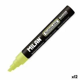 Marker pen/felt-tip pen Milan Fluoglass Yellow Erasable (12 Units)