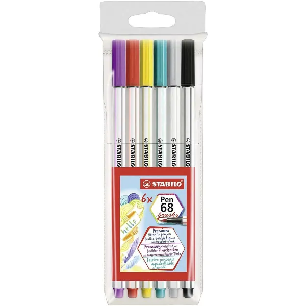 Набор маркеров Stabilo Pen 68 Brush Разноцветный (10 штук)