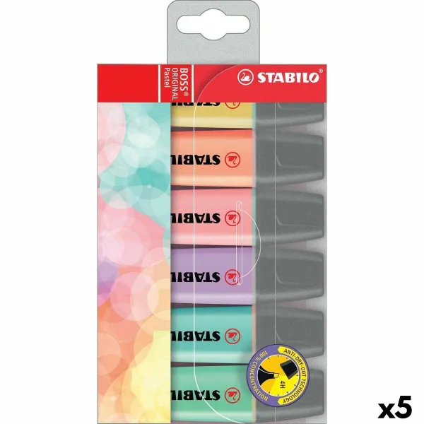 Valoa heijastava kynäsetti Stabilo Boss Monivärinen (5 osaa)