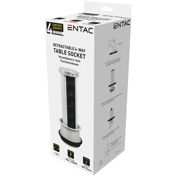 Socket Extension Cord Vertical 4 Sockets 1.5m 3G1.5