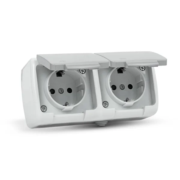 Stephan surface mounted wall socket earthed 2x IP54