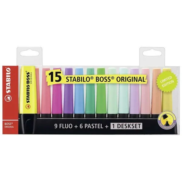 Šviečiančių markerių rinkinys Stabilo Boss Spalvotas (5 vnt.)
