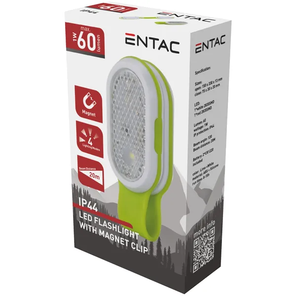 Entac Flashlight Magnetic Clip-on, 2*CR1220 incl.