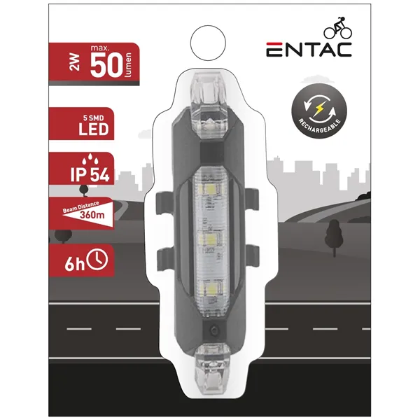 Entac Bike Light Plastic 2W White Rechargeable