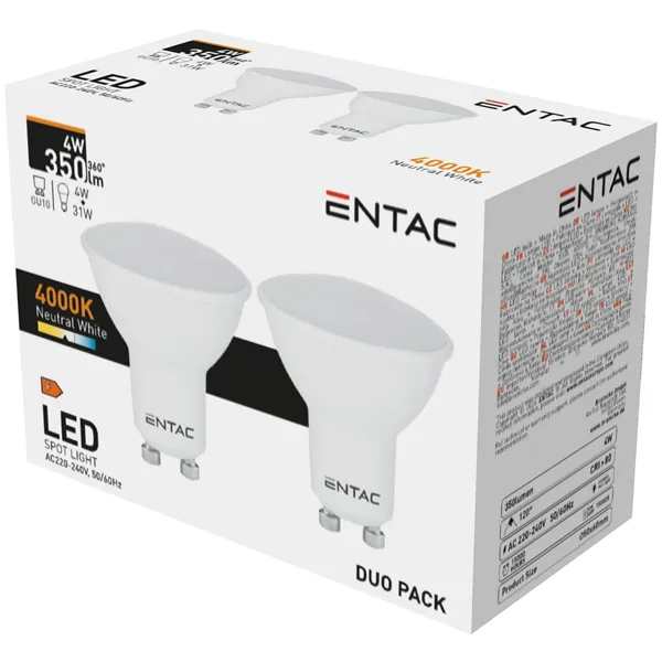 LED Spot Wide Angle GU10 4W NW Duo Pack