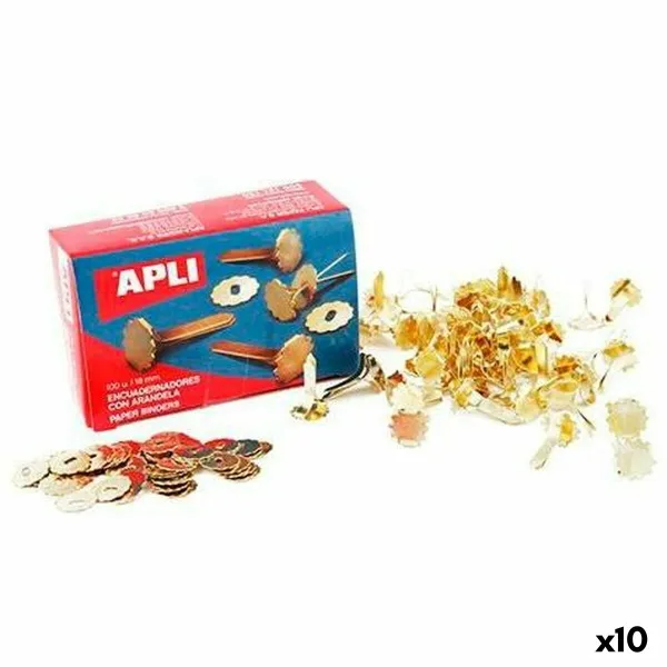 Металлические переплётчики Apli Позолоченный 25 mm 100 Предметы (10 штук)